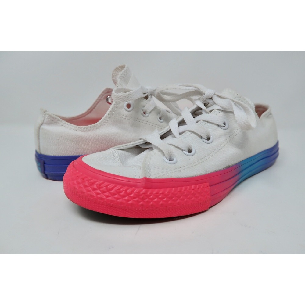 Converse Girl's Size 2 Pink Blue White Racer Sneakers‎ Shoes 664198F